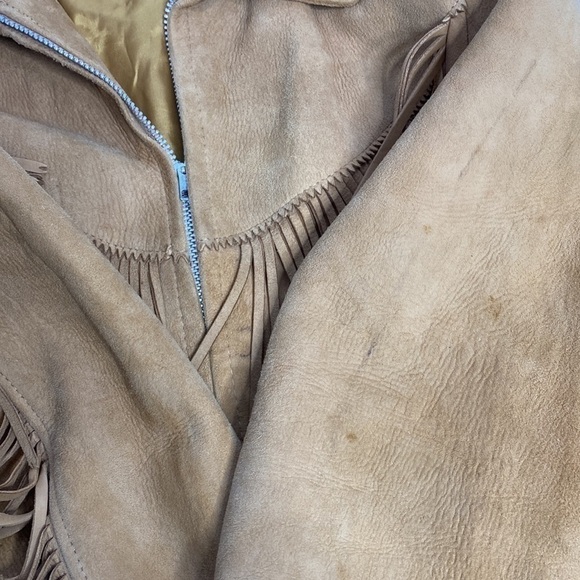 Vintage The Put On Shop Sears Roebuck, Co Fringe Cowgirl Leather Brown Jacket - Picture 6 of 12